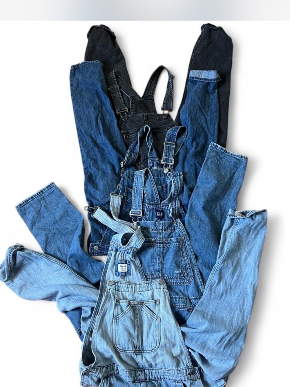 Gap XS Overall Bundle 4 Pairs Denim Overalls Light & Dark Wash Mixed Blue Washes